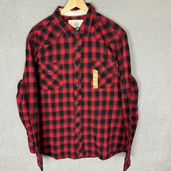 S Roebuck and Co Flannel Shirt Men XL Snap Button Western Chest Pockets Cotton - Picture 1 of 8